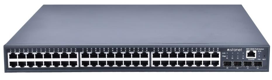 Stonet SC-514804MPUW800 48 port PoE switch ön paneli